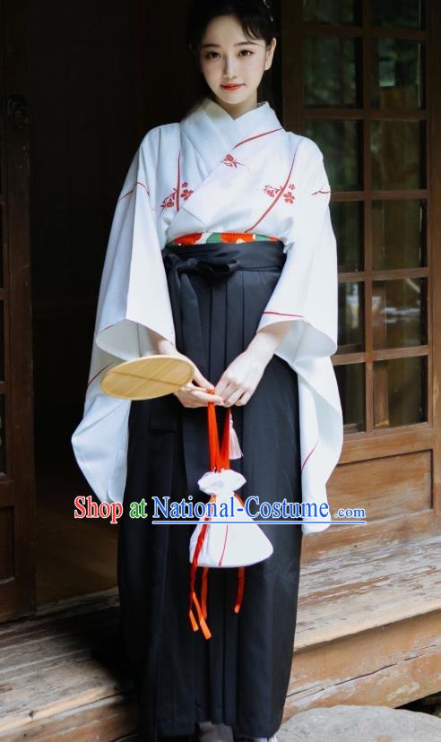 Japanese Handmade Kimono Hakama Costume Japan Traditional Yukata Dress for Women