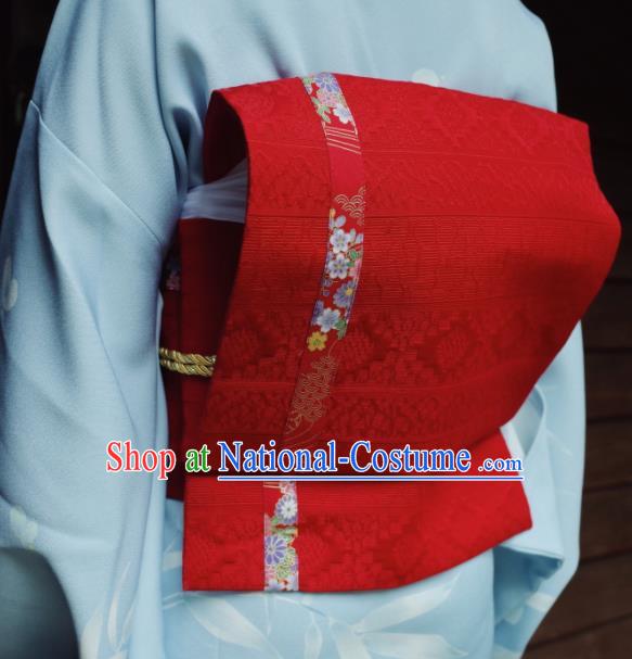 Japanese Handmade Kimono Waist Accessories Waistband Japan Traditional Yukata Red Belts for Women