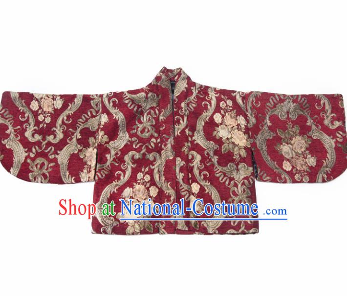 Japanese Handmade Kimono Red Embroidered Haori Costume Japan Traditional Jacket for Women