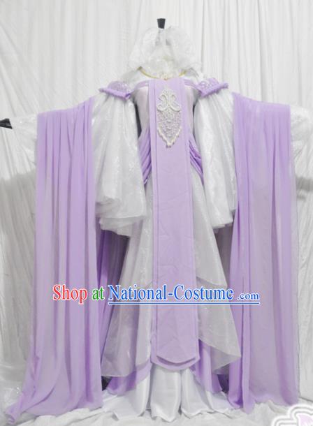 Traditional Chinese Han Dynasty Princess Purple Hanfu Dress Ancient Female Knight Embroidered Costume for Women