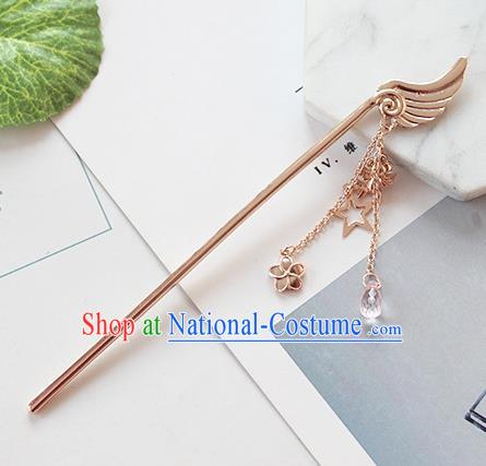 Traditional Chinese Handmade Hair Accessories Ancient Swordswoman Golden Wing Hairpins for Women