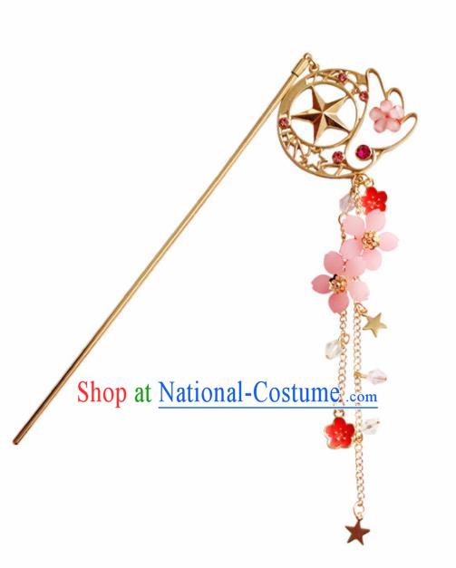 Traditional Chinese Handmade Hair Accessories Ancient Swordswoman Tassel Golden Hairpins for Women