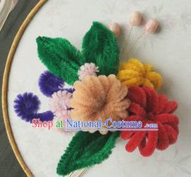 Traditional Chinese Qing Dynasty Velvet Flowers Hairpins Handmade Ancient Palace Hair Accessories for Women