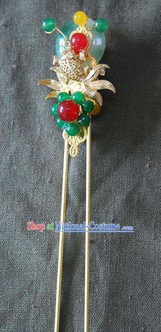 Handmade Chinese Ancient Princess Jade Hairpins Headwear Hair Accessories for Women