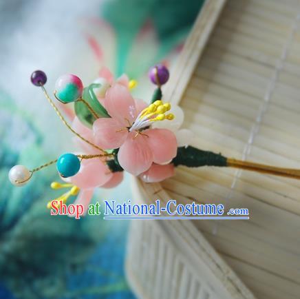 Handmade Chinese Ancient Princess Peach Blossom Hairpins Hair Clip Headwear Hair Accessories for Women