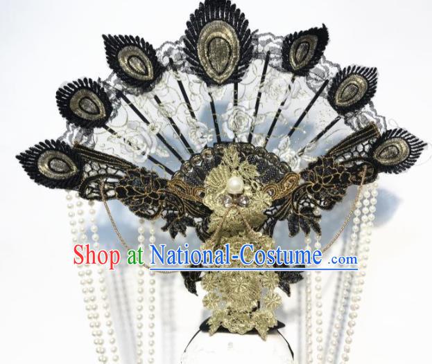 Handmade Halloween Stage Show Hair Accessories Brazilian Carnival Catwalks Lace Hair Clasp Headdress for Women