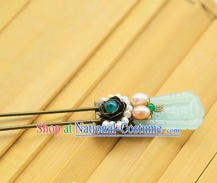 Chinese Handmade Hanfu Jade Pearls Hairpins Traditional Ancient Princess Hair Accessories for Women