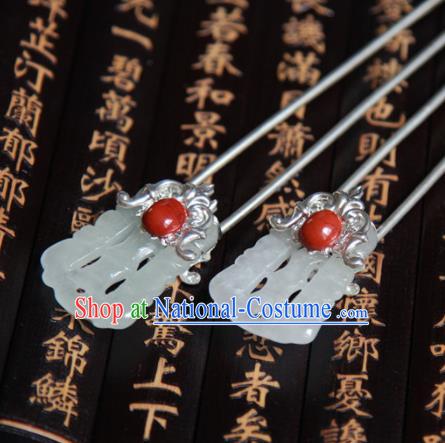 Chinese Handmade Hanfu Jade Hair Clip Hairpins Traditional Ancient Princess Hair Accessories for Women