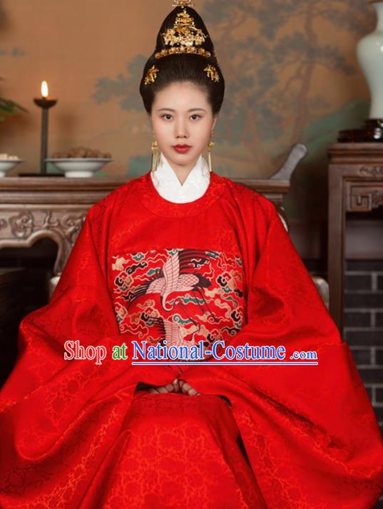 Chinese Ancient Ming Dynasty Court Queen Hanfu Dress Traditional Imperial Empress Embroidered Wedding Historical Costume for Women