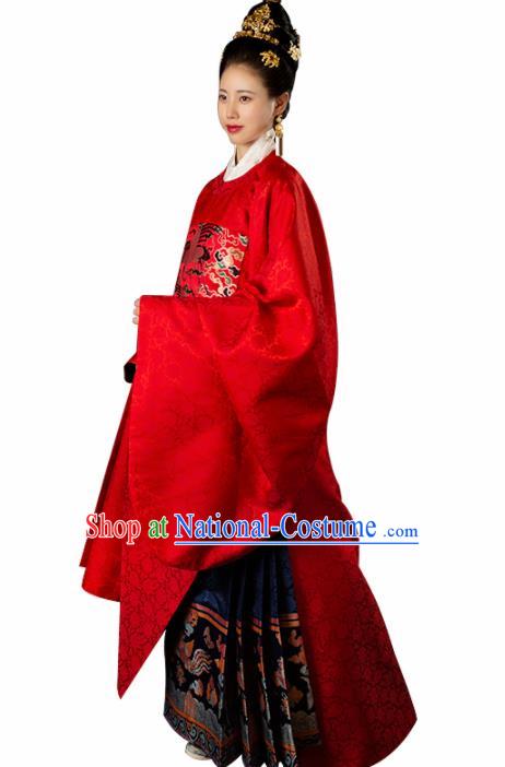 Chinese Ancient Ming Dynasty Court Queen Hanfu Dress Traditional Imperial Empress Embroidered Wedding Historical Costume for Women