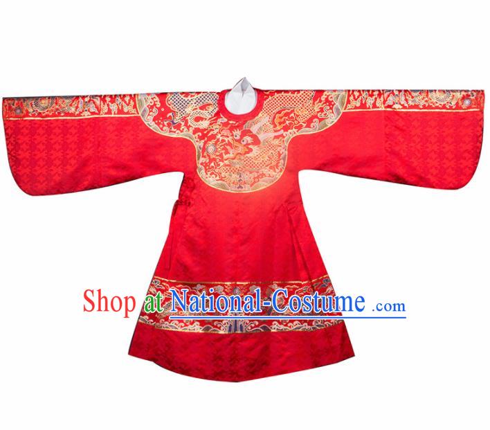 Chinese Ancient Ming Dynasty Royal Queen Wedding Hanfu Dress Traditional Imperial Empress Embroidered Red Historical Costume for Women