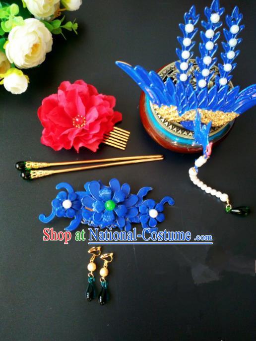 Chinese Handmade Hanfu Palace Phoenix Tassel Hairpins Traditional Ancient Princess Hair Accessories for Women