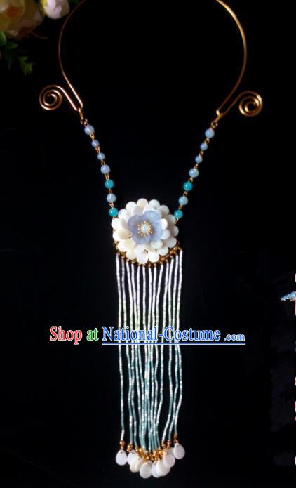 Chinese Handmade Hanfu Long Tassel Necklace Traditional Ancient Princess Necklet Jewelry Accessories for Women