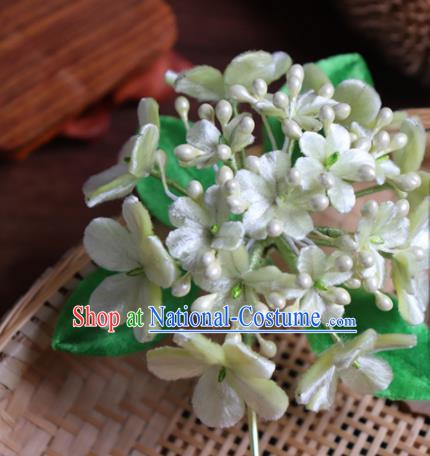 Chinese Handmade Green Velvet Flowers Hairpins Ancient Palace Headwear for Women