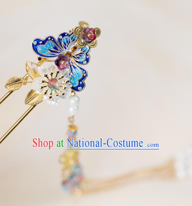 Chinese Handmade Hanfu Cloisonne Butterfly Hairpins Ancient Princess Hair Accessories Headwear for Women