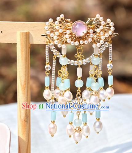 Chinese Handmade Hanfu Pearls Pine Tassel Hairpins Ancient Princess Hair Accessories Headwear for Women