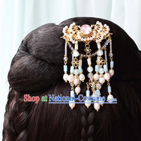 Chinese Handmade Hanfu Pearls Pine Tassel Hairpins Ancient Princess Hair Accessories Headwear for Women