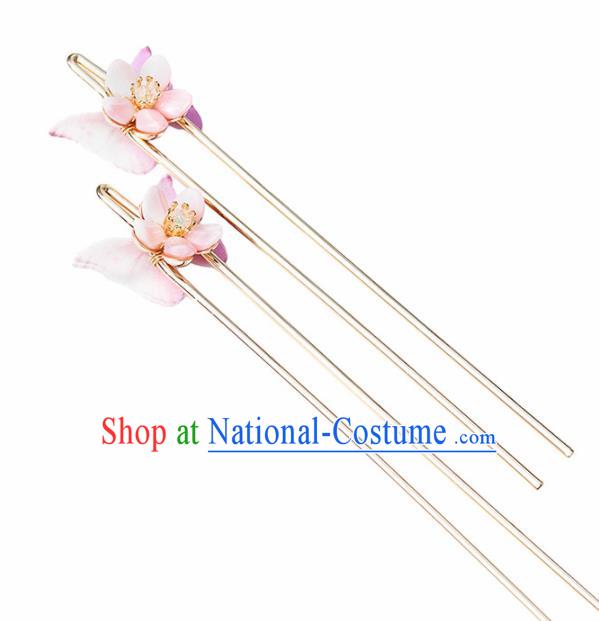 Chinese Handmade Hanfu Pink Butterfly Hairpins Ancient Princess Hair Accessories Headwear for Women