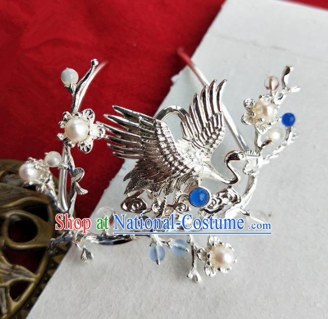 Chinese Handmade Hanfu Crane Hair Clip Hairpins Ancient Palace Princess Hair Accessories Headwear for Women