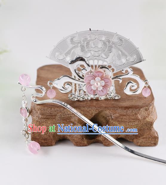 Chinese Handmade Palace Fan Hairpins Ancient Princess Hanfu Hair Accessories Headwear for Women