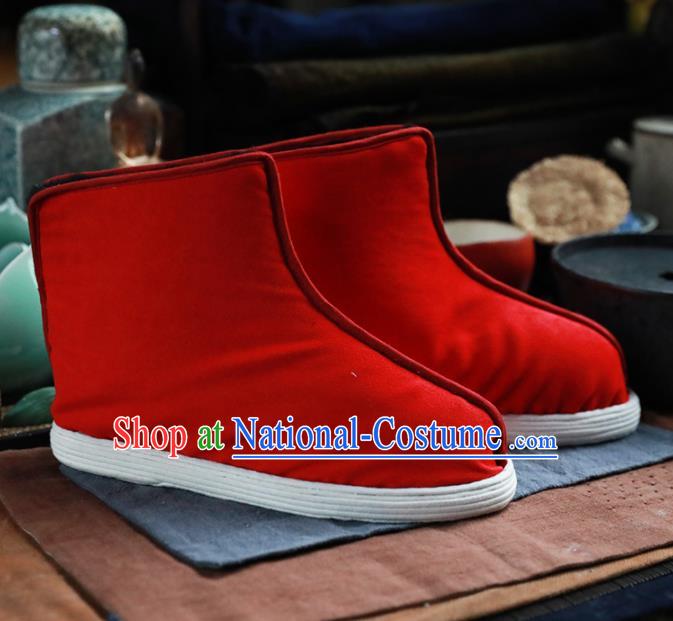 Chinese Handmade Red Cloth Boots Traditional National Shoes Ancient Princess Hanfu Shoes for Women