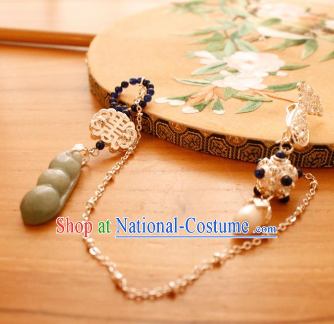 Chinese Handmade Palace Accessories Ancient Queen Jade Brooch Headwear for Women