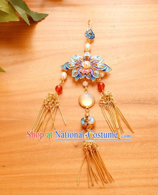 Chinese Handmade Palace Blueing Accessories Ancient Queen Brooch Headwear for Women