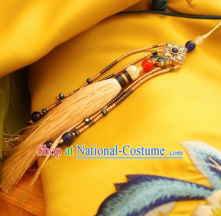 Chinese Handmade Palace Tassel Pendant Accessories Ancient Queen Cloisonne Brooch Headwear for Women