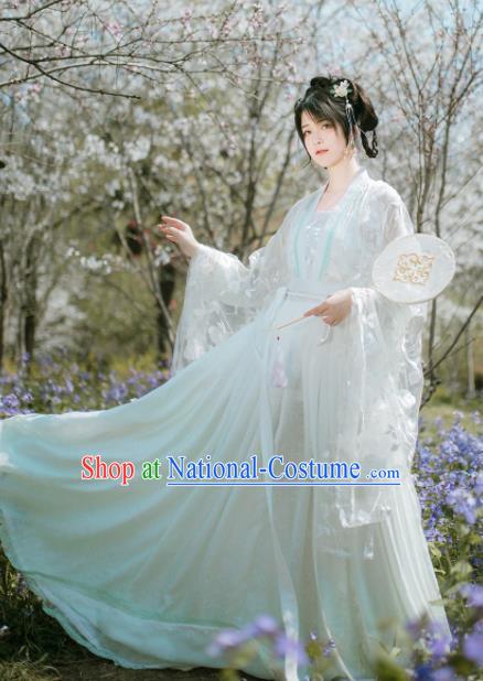 Chinese Ancient Peri White Hanfu Dress Traditional Tang Dynasty Court Princess Costume for Women