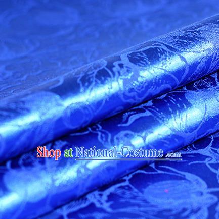 Chinese Traditional Cheongsam Pattern Royalblue Brocade Material Hanfu Classical Fabric Satin Silk Fabric