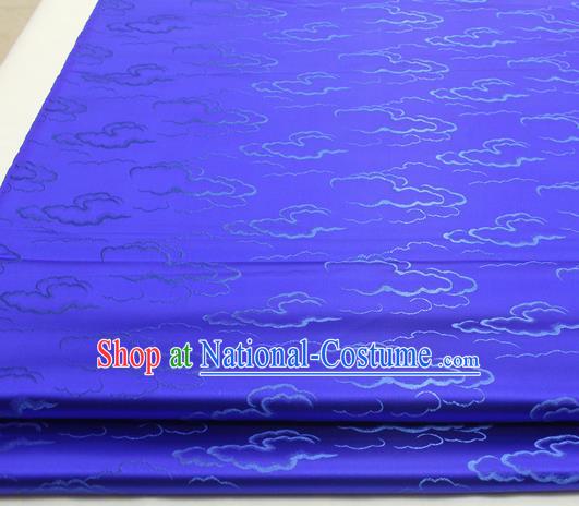 Chinese Traditional Tang Suit Royal Clouds Pattern Royalblue Brocade Satin Fabric Material Classical Silk Fabric