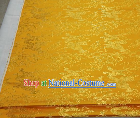 Asian Chinese Traditional Tang Suit Royal Cloud Dragon Pattern Golden Brocade Satin Fabric Material Classical Silk Fabric