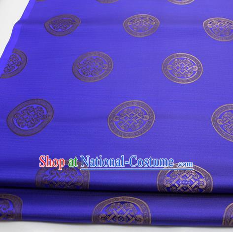 Chinese Traditional Tang Suit Fabric Royal Lucky Pattern Royalblue Brocade Material Hanfu Classical Satin Silk Fabric