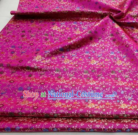 Chinese Traditional Tang Suit Fabric Royal Pepper Flowers Pattern Rosy Brocade Material Hanfu Classical Satin Silk Fabric