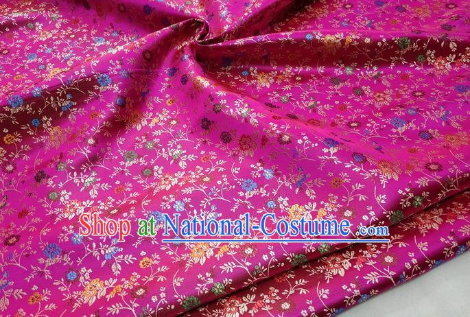 Chinese Traditional Tang Suit Fabric Royal Pepper Flowers Pattern Rosy Brocade Material Hanfu Classical Satin Silk Fabric