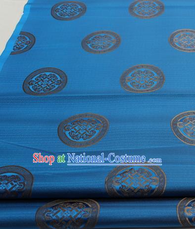 Chinese Traditional Tang Suit Fabric Royal Lucky Pattern Deep Blue Brocade Material Hanfu Classical Satin Silk Fabric