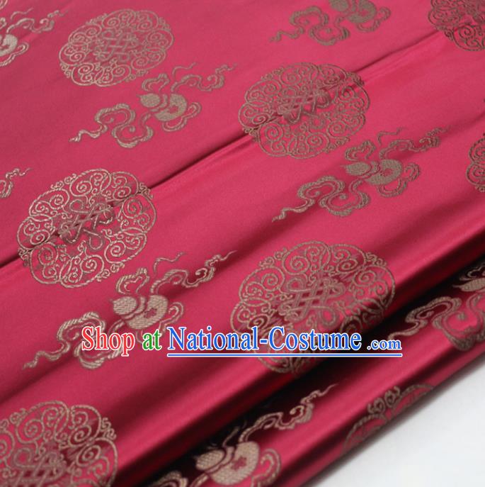 Chinese Traditional Tang Suit Wine Red Brocade Royal Happiness Calabash Pattern Satin Fabric Material Classical Silk Fabric