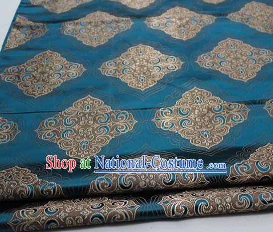 Chinese Traditional Tang Suit Peacock Blue Brocade Royal Pattern Satin Fabric Material Classical Silk Fabric