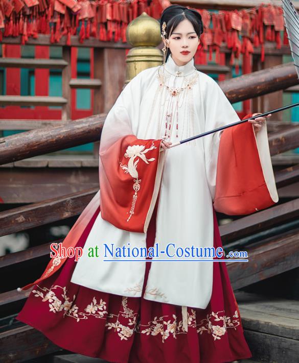 Chinese Traditional Ming Dynasty Imperial Consort Embroidered Hanfu Dress Ancient Palace Lady Historical Costume for Women