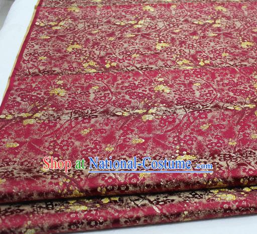 Asian Chinese Traditional Royal Pattern Wine Red Brocade Tang Suit Satin Fabric Material Classical Silk Fabric