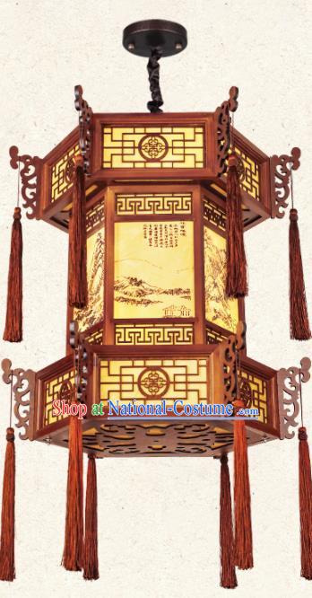 Chinese Traditional Wood Dragon Head Palace Lantern Handmade New Year Hanging Lanterns Ceiling Lamp