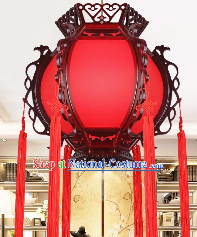 Chinese Traditional Wood Red Sheepskin Palace Lantern Handmade New Year Hanging Lanterns Ceiling Lamp