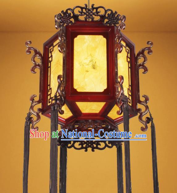 Chinese Traditional Ink Painting Wood Palace Lantern Handmade New Year Hanging Lanterns Ceiling Lamp