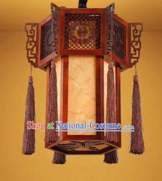 Chinese Traditional Handmade Wood Sheepskin Palace Lantern Hanging Lanterns Ceiling Lamp