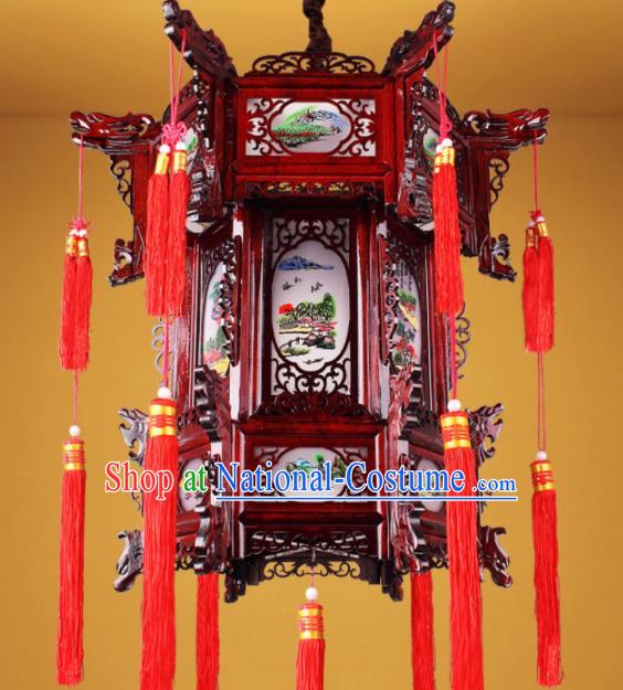 Chinese Traditional Handmade Wood Carving Palace Lantern Classical Hanging Lanterns Ceiling Lamp