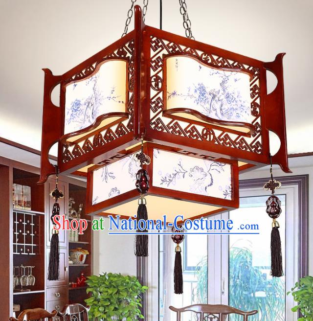 Chinese Traditional Handmade Printing Wood Carving Palace Lantern Classical Hanging Lanterns Ceiling Lamp