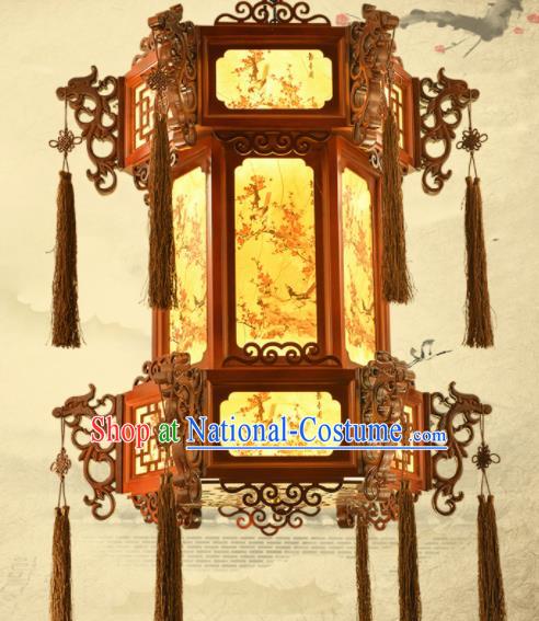 Chinese Traditional Handmade Wood Carving Dragon Head Palace Lantern Classical Hanging Lanterns Ceiling Lamp