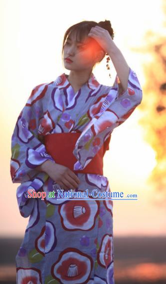 Japanese Traditional Handmade Printing Furisode Kimono Dress Asian Japan Geisha Yukata Costume for Women