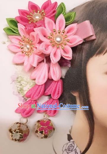 Japanese Traditional Kimono Hair Accessories Handmade Japan Geisha Pink Sakura Hair Claw for Women