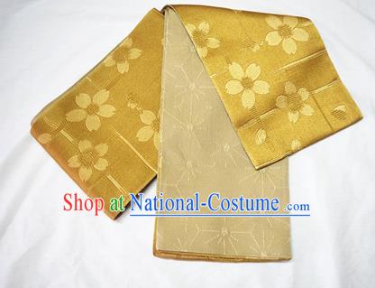 Japanese Traditional Kimono Golden Brocade Belts Asian Handmade Japan Geisha Yukata Waistband for Women